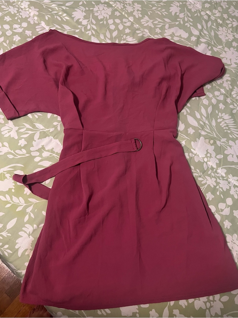 Women's Short Sleeve Belted Dress from BooHoo - Dusty Mauve/Dusty Pink